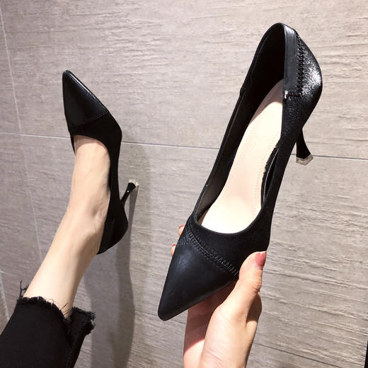 FM-691-18猫跟鞋   2020新款法式高跟鞋女细跟尖头单鞋 商品图2