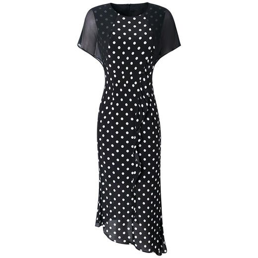 FMY-F20XL30728夏装新款气质显瘦修身拼接不规则波点雪纺连衣裙 商品图3