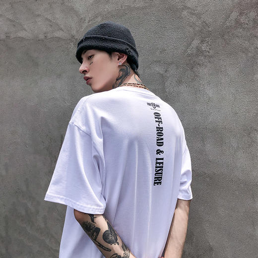 [59.9一件]自由基地夏季宽松全棉短袖T恤硬核越野车乌尼莫克印花时尚体恤MT-1631 商品图1