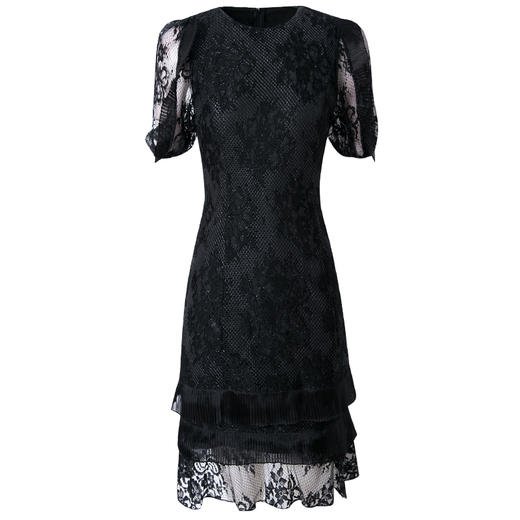 FMY-F20XL30773夏装款复古时尚显瘦黑色网布绣花连衣裙 商品图3