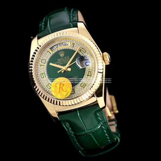 TR厂闪闪发光的劳来了！[色](劳就要有金有钻)劳力士ROLEX星期日历型day-date 36mm系列118138皮带绿珐琅满天星少量到货！劳力士满天星在名表里面就像一颗闪闪发光的明星，气质魅力无可 商品图5