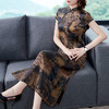 NYL-2591213妈妈装香云纱长款莨绸复古印花裙 商品缩略图0