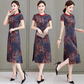 2020新款夏中国风气质改良旗袍印花裙子
