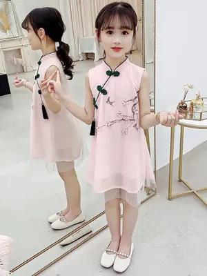 HGY-82071新品女童气质中国风 梅花旗袍连衣裙 商品图0