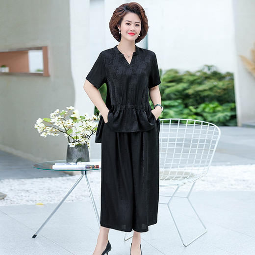 SM-125P-9005加肥加大码妈妈夏装新款洋气阔太太遮肚子200斤套装 商品图2