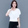 P 1563 夏季洋气高腰短袖时尚雪纺衫女人遮肚子小衫 商品缩略图3