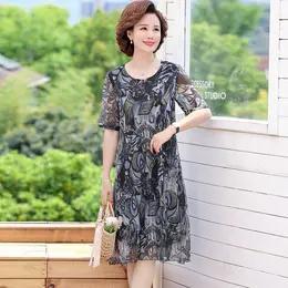 HZ-1963夏装阔太太高贵时尚圆领过膝连衣裙 商品图2