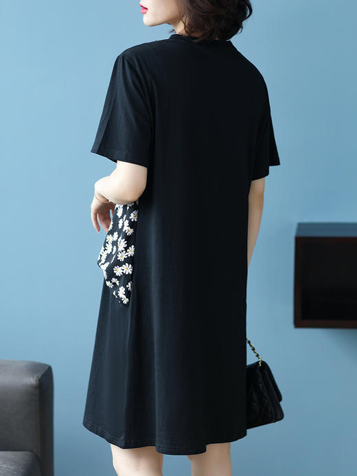ZFN106新款时尚气质宽松花朵短袖假两件连衣裙TZF 商品图3