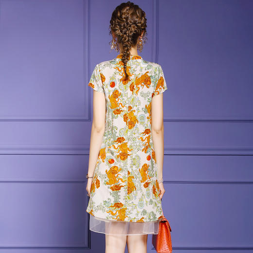 FMY-F20XL33000夏装款中国风改良版双绉真丝印花连衣裙 商品图3