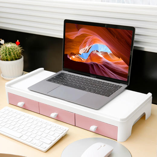 【电脑笔记本增高架】简易办公室电脑显示器增高架 桌面抽屉式收纳盒笔记本屏幕护颈支架 商品图0