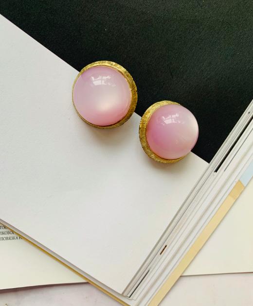 6生日场vintagecoro薰衣草紫人造猫眼石耳夹