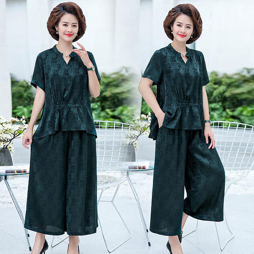 SM-125P-9005加肥加大码妈妈夏装新款洋气阔太太遮肚子200斤套装 商品图0