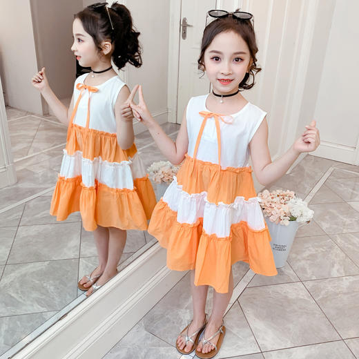 XR-2020新款时尚中大童花边领雪纺裙女孩洋气潮范 商品图2