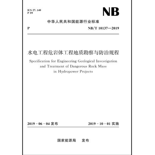 水电工程危岩体工程地质勘察与防治规程NB/T 10137—2019 商品图0