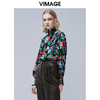 VIMAGE纬漫纪秋款个性复古高领宫廷泡泡袖印花衬衫女上衣V1413007 商品缩略图2