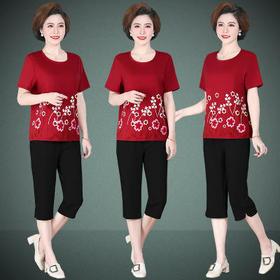 SP-9258中年妈妈夏装2020新款老年人运动套装女中老年女装两件套