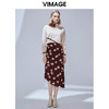 VIMAGE纬漫纪秋季新款复古印花港风显瘦包臀不规则下摆半身裙V1406007 商品缩略图1