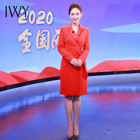 IWY/主持人同款新款气质红色正装连衣裙女长袖收腰A1194035Q1R7