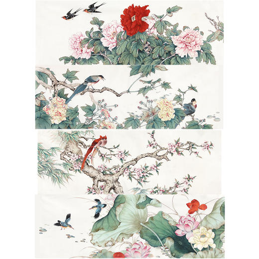 【四条屏】陈军横幅工笔花鸟白描底稿-多种白描尺寸可选 CJ70 商品图0