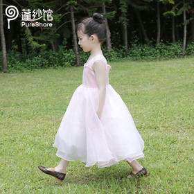 pureshare 女童连衣裙夏新款蓬蓬纱宝宝公主裙子-粉色桃心礼服裙
