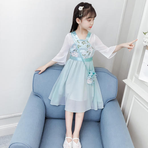 DHX-SHLGX981090（配腰带 配包包）女童超仙汉服襦裙中国风古装连衣裙 商品图2