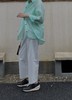 HIDEMI “自由是生命的氧气”/氧气绿天丝亚麻口袋设计感衬衫 商品缩略图2