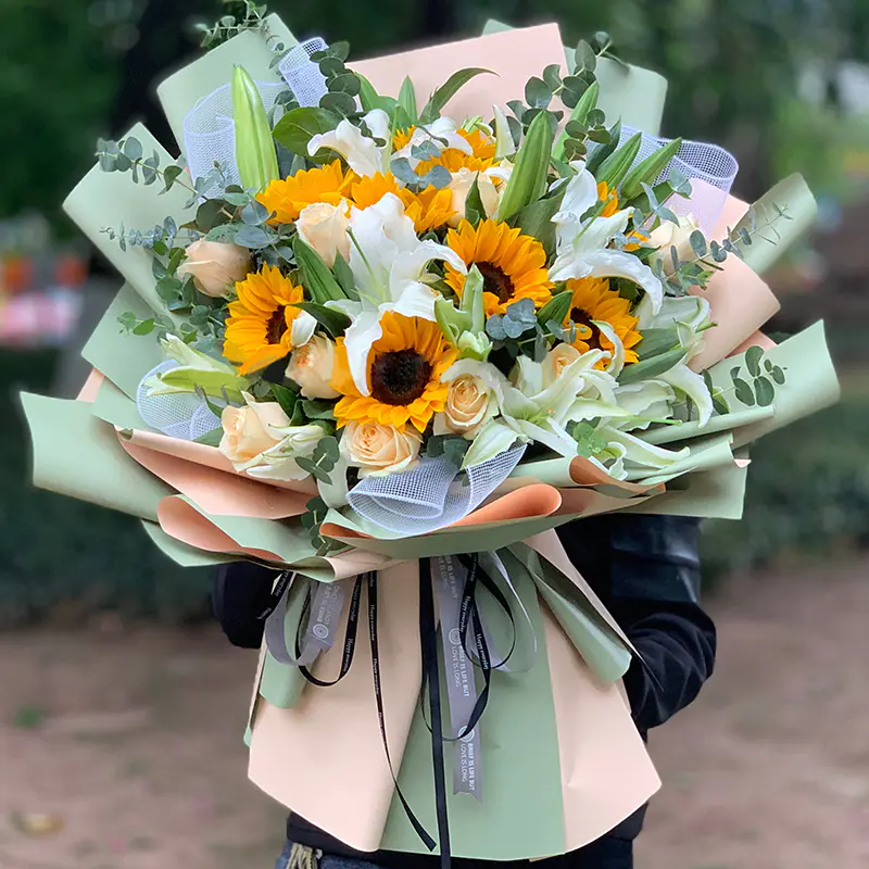 向日葵搭配桔梗花花束 送妈妈老师朋友闺蜜女朋友爸爸男朋友老公教师节生日5告白鲜花送花上门