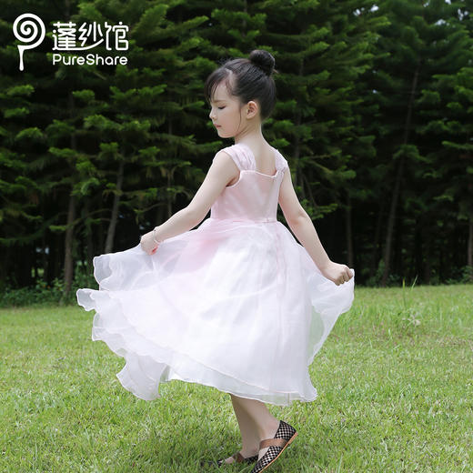 pureshare 女童连衣裙夏新款蓬蓬纱宝宝公主裙子-粉色桃心礼服裙 商品图4