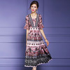FMY-F20XL33148夏装新款复古收腰遮肚子显瘦印花雪纺连衣裙 商品缩略图2