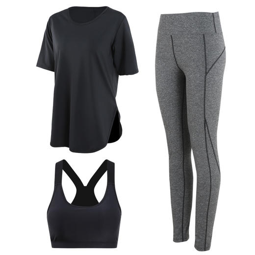 XX-9339瑜伽服女三件套  跑步健身休闲专业大码训练服 商品图4