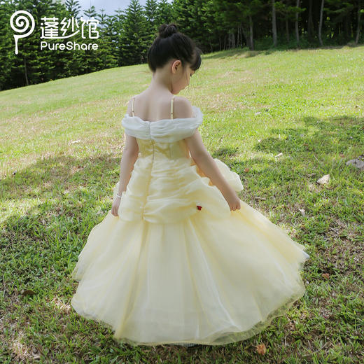 pureshare 女童连衣裙夏款贝尔公主裙礼服蓬蓬纱裙-金色玫瑰公主裙 商品图4