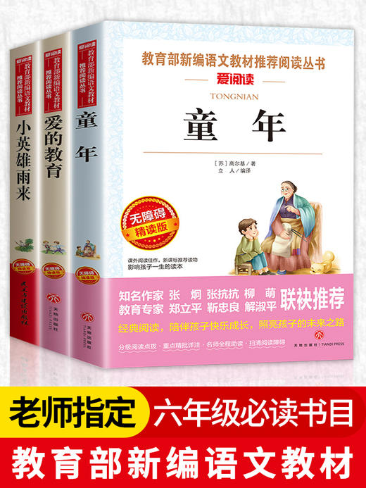 六年级上册必读爱的教育 小英雄雨来 童年书全套3册六年级必读课外书经典书目老师推荐 商品图1