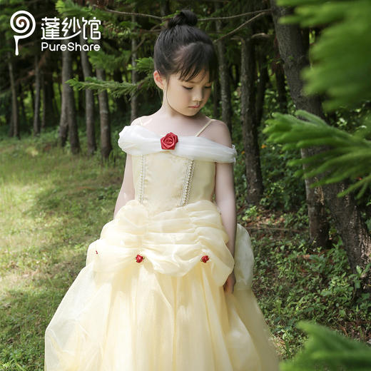 pureshare 女童连衣裙夏款贝尔公主裙礼服蓬蓬纱裙-金色玫瑰公主裙 商品图1