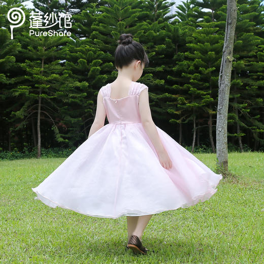 pureshare 女童连衣裙夏新款蓬蓬纱宝宝公主裙子-粉色桃心礼服裙 商品图2