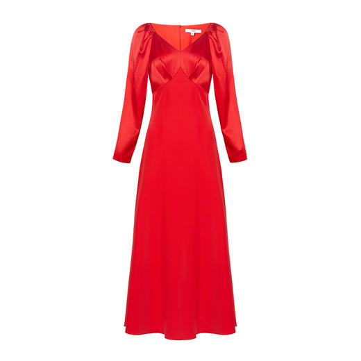 VIMAGE纬漫纪秋款时尚性大V领复古泡泡袖修身礼服连衣裙V1477005 商品图4