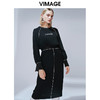 VIMAGE纬漫纪秋款时尚休闲logo印花包臀假两件卫衣连衣裙V1477004 商品缩略图2