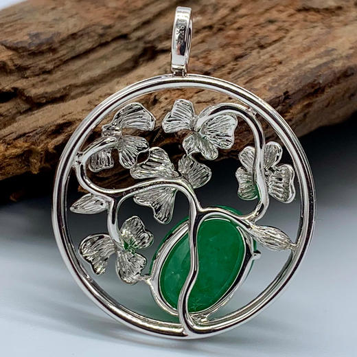 派瑞翡翠 18k金翡翠吊坠 冰种 绿色 商品图1