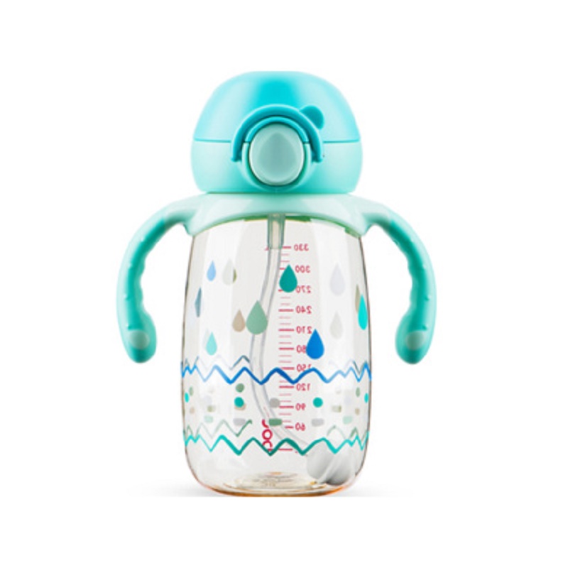 boboPPSU绚彩吸管小金杯儿童水杯带手柄宝宝水杯吸管杯防摔330ml BB1819JPY带授权招加盟代理