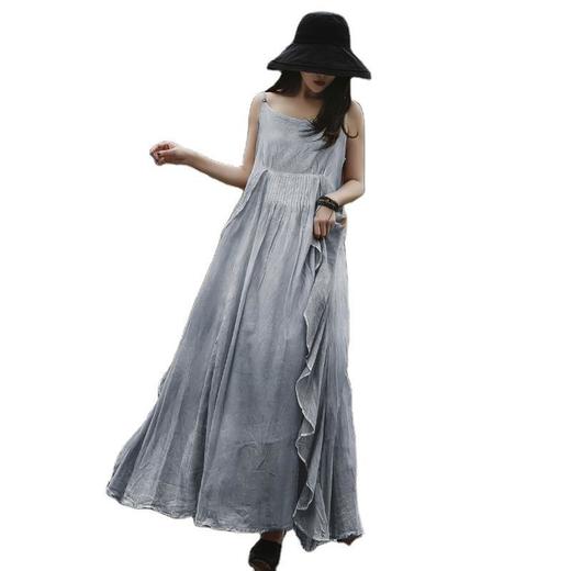 MMYS-851156原创棉麻飘逸吊带连衣裙 双层超大摆仙女裙 商品图4