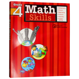 Flash Kids 数学技巧4年级 英文原版 Math Skills Grade 4 美国英语教材教辅练习册 Harcourt Family Learning 家庭英文学习英文版