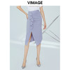 VIMAGE纬漫纪夏季优雅时尚高腰开叉百搭半身裙包臀裙女V1206802 商品缩略图8