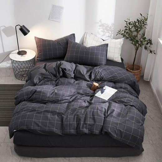 良品汇馆 | 水洗棉 格纹四件套 无印风格 （多颜色 多尺寸） 商品图6