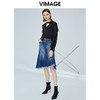 VIMAGE纬漫纪夏款时尚V领显瘦雪纺荷叶边装饰衬衫女上衣V1213806 商品缩略图1