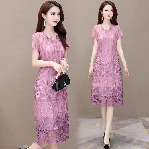 YW-TYH20A76气质高贵阔太太，刺绣中长款连衣裙 商品图1