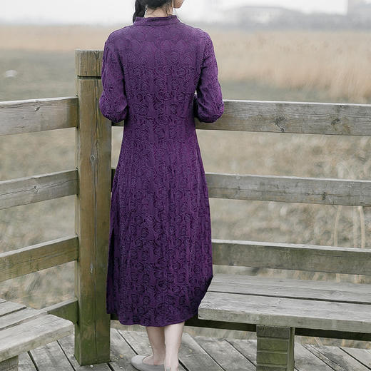 YM-9569新款文艺刺绣透气棉麻气质中长款旗袍裙 商品图3