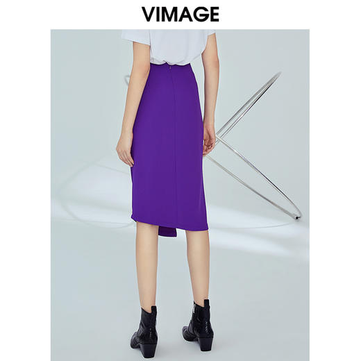 VIMAGE纬漫纪夏季优雅时尚高腰开叉百搭半身裙包臀裙女V1206802 商品图3