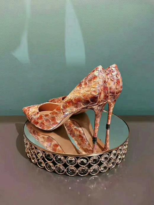 Westory新秋幻彩蟒蛇优雅珊瑚啡尖头高跟鞋W20CE70071 商品图2