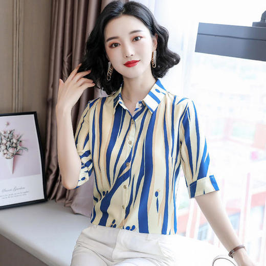 KQL-263T853新款雪纺印花衬衫 商品图0