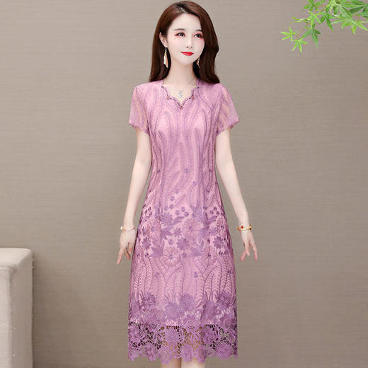 YW-TYH20A76气质高贵阔太太，刺绣中长款连衣裙 商品图0