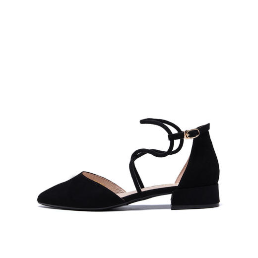 【限时秒杀】safiya索菲娅尖头绒面羊皮单鞋低跟绑带中空凉鞋2019春秋SF91114095 商品图4